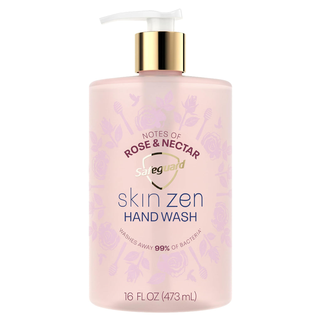 Safeguard Liquid Hand Soap, Skin Zen, Washes Away 99% Bacteria, Made with Natural Moisturizers & 2X Skin Conditioners, Safeguarding Families, PH Balanced Formula, Vanilla & Cashmere Scent, 16 oz