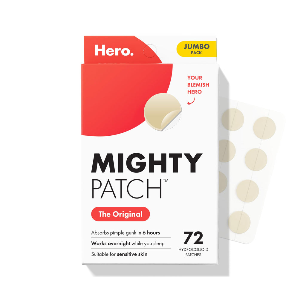 Mighty Patch Hero Cosmetics Original Nighttime Acne Pimple Patches, 36 Ct | #1 Hydrocolloid Acne Patches, Shrinking Zits & Whiteheads in 1 Use, Spot Treatment, Pimple Stickers for Face