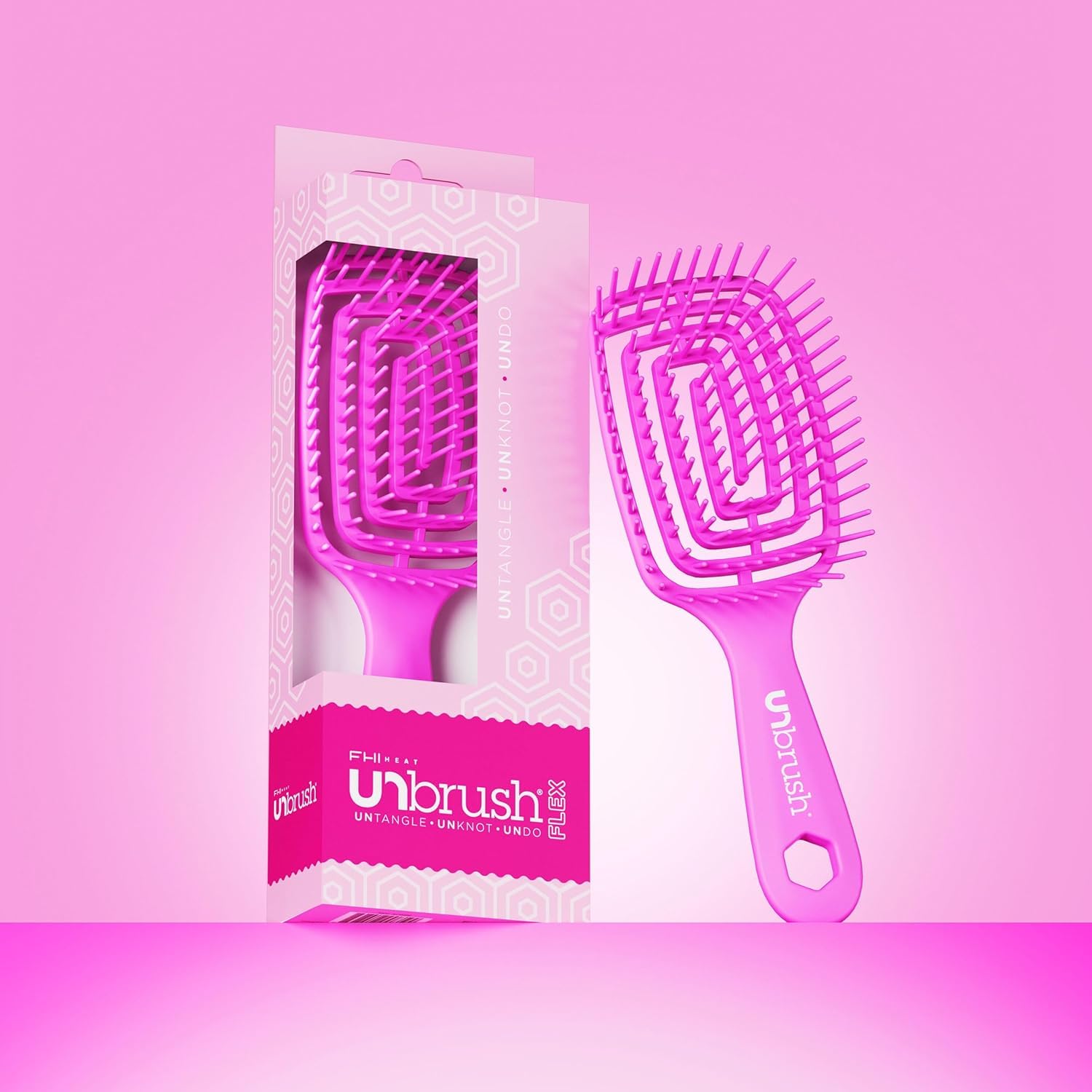 FHI Heat UNbrush Flex Detangling Brush - Ultra Flexible Hairbrush | DuoFlex Anti-Static Bristles for Removing Tangles, Massaging Scalp & Faster Styling - Pain-Free Hair Brush Detangler