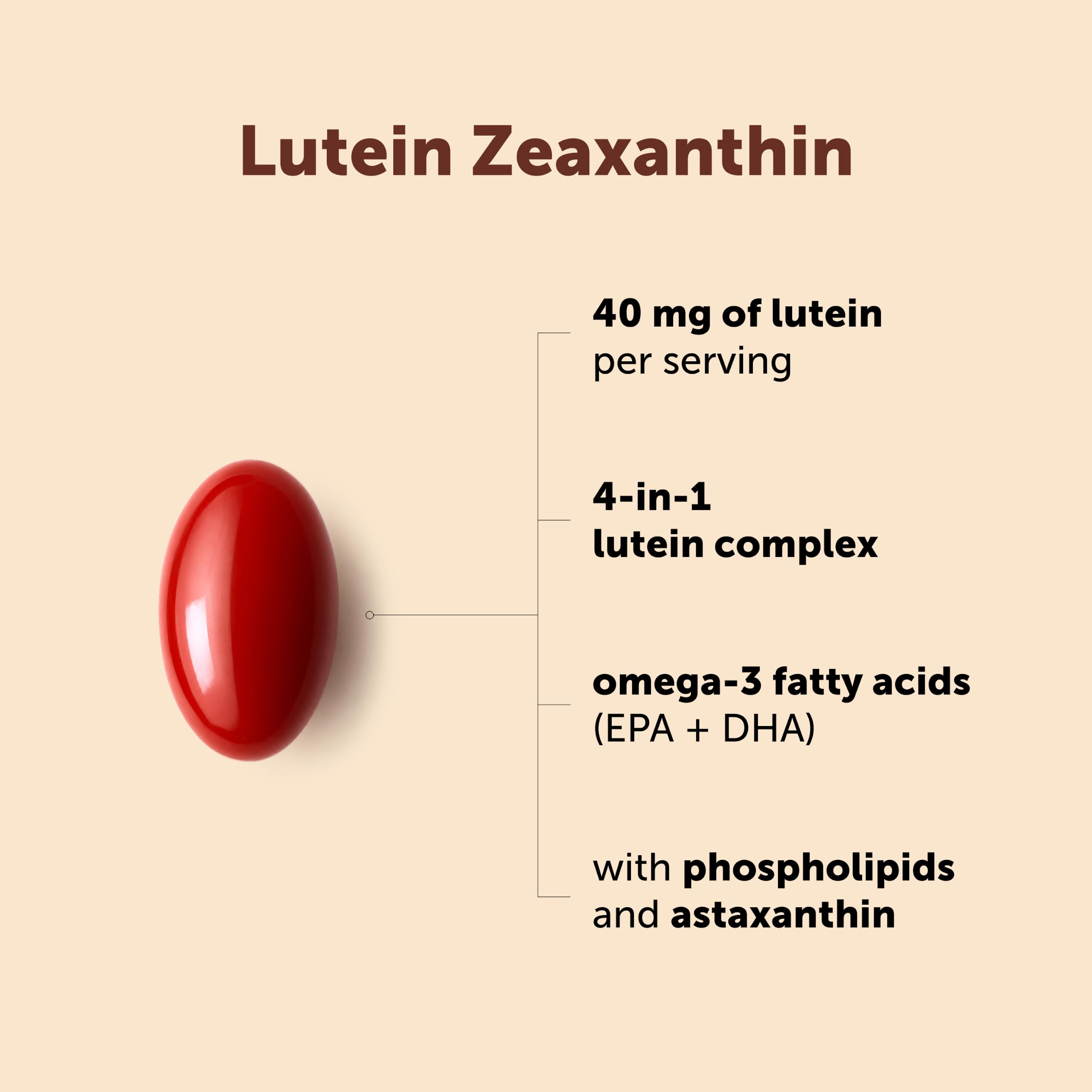 Micro Ingredients Lutein Zeaxanthin 40mg Per Serving | Omega-3 DHA + EPA | 4-in-1 Lutein Complex with Astaxanthin & Phospholipids | From Marigold Flower Extract | 240 Softgels