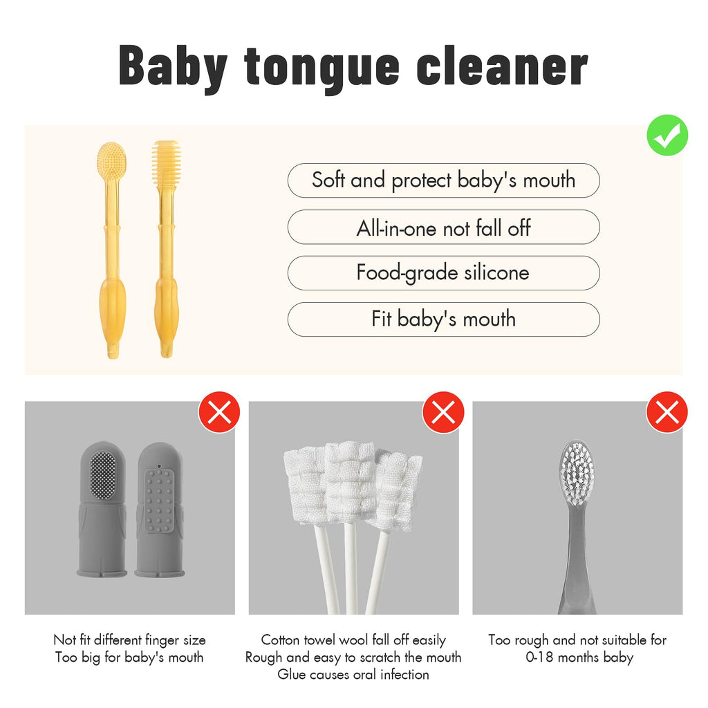 Phanpy Silicone Baby Tongue Cleaner and Toothbrush - Newborn to 12 Months, Oral & Mouth Cleaner