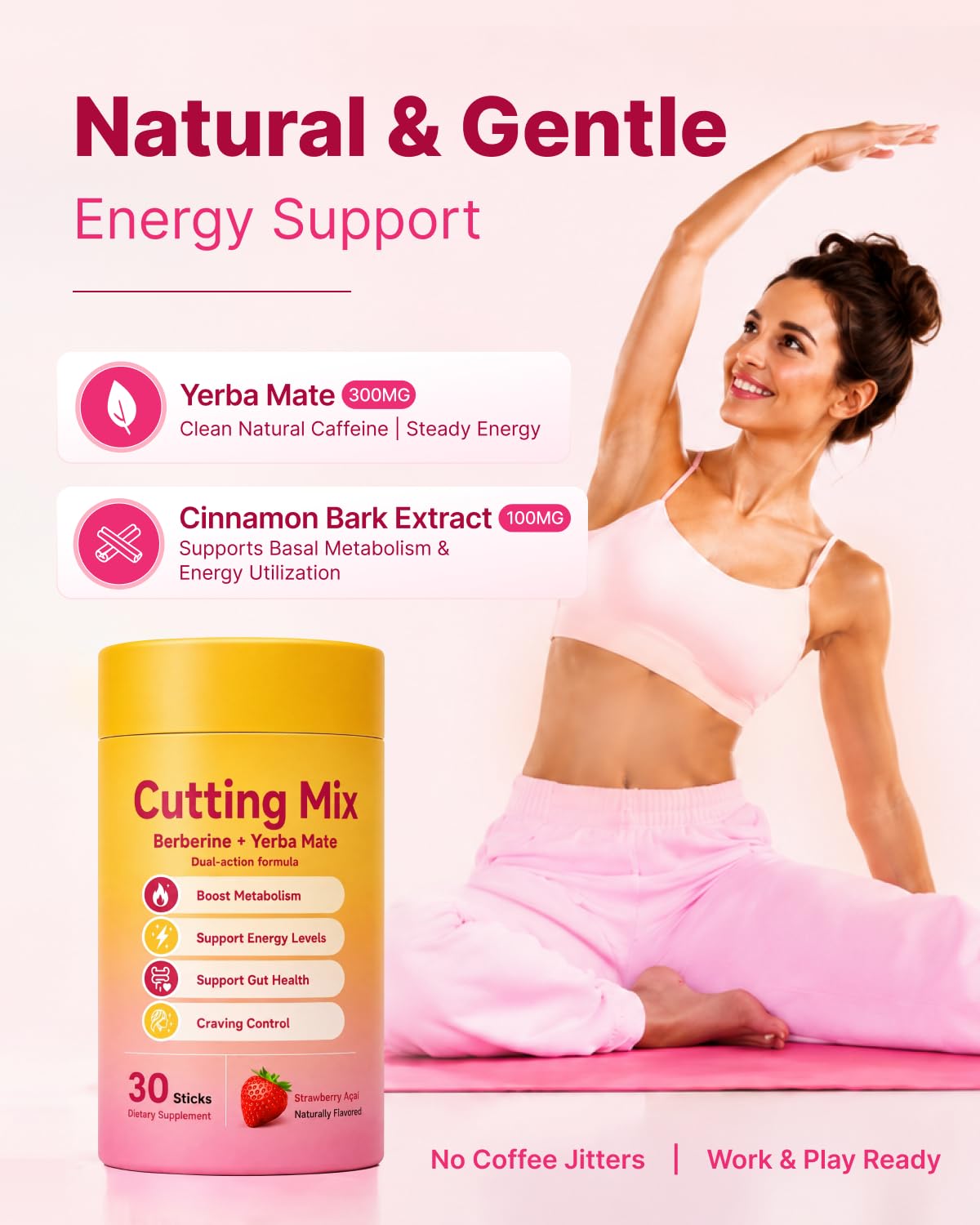 Cutting Drink Mix – Craving & Metabolism Support, Strawberry Açaí 30 Sticks
