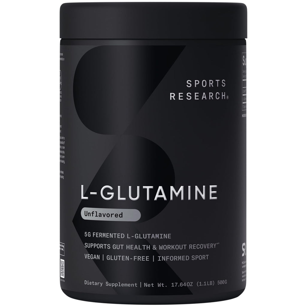 Sports Research® L-Glutamine Powder 5g, Unflavored (10.58oz) | Fermented L-Glutamine | Workout Recovery & Gut Health Support | Informed Sport, Vegan, Gluten-Free - 60 Servings