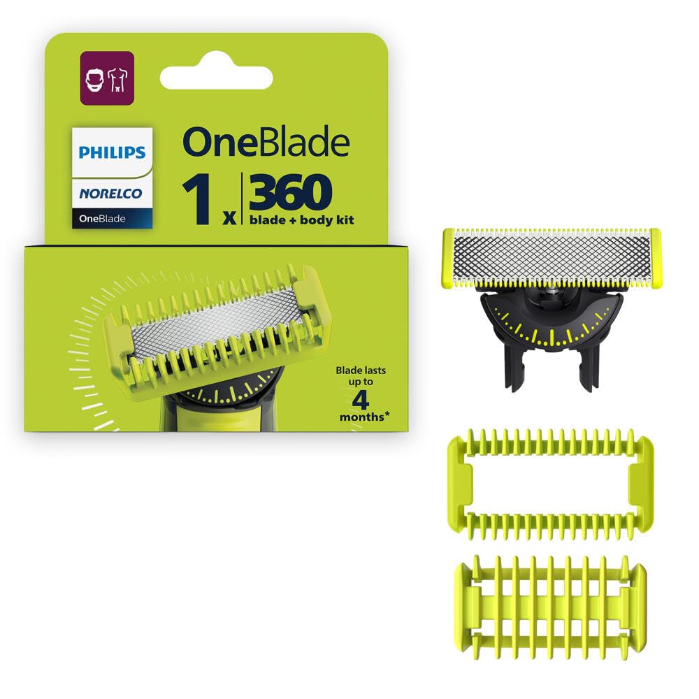 Buy now Philips Norelco OneBlade 360 Blades, Genuine Replacement Blades for OneBlade Electric Shaver and Trimmer, 4 Pack, QP440/80 at indiglob india
