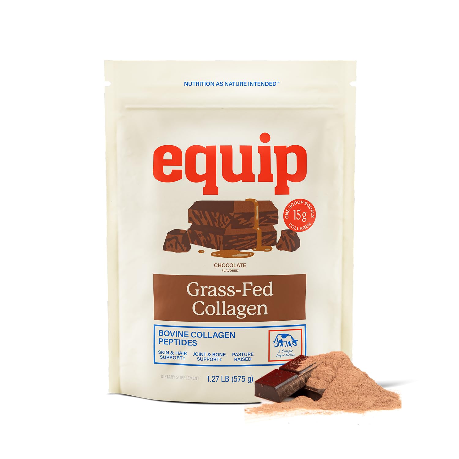 Equip Grass-Fed Hydrolyzed Collagen Powder - Pasture-Raised Bovine Collagen Peptides Powder - 14g Per Scoop - Clean, Daily Supplement for Joints, Gut, Skin, Hair & Nails - Vanilla (30 Scoops)