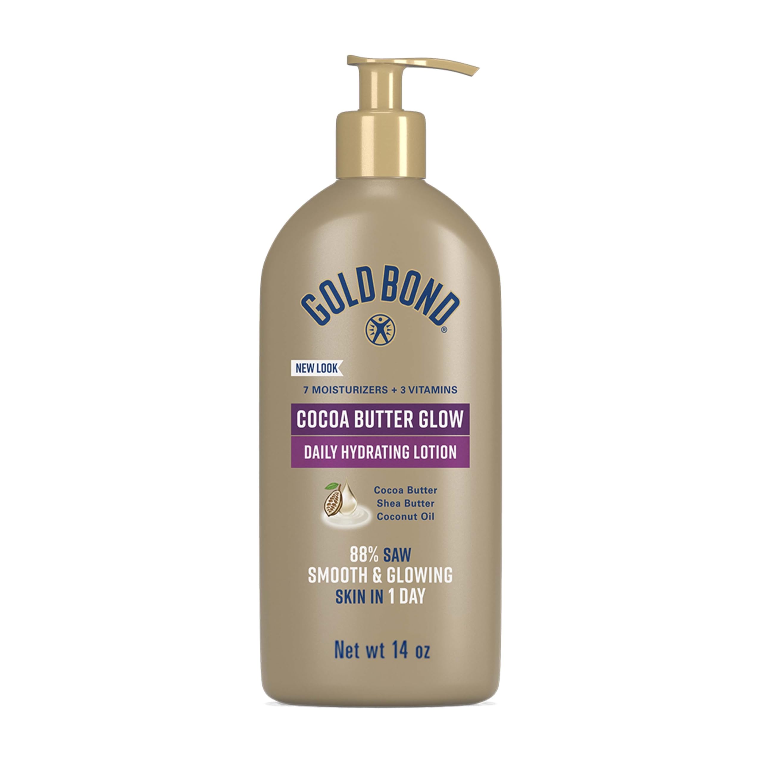 Buy now Gold Bond Cocoa Butter Glow Daily Hydrating Lotion with Shea Butter, Cocoa Butter & Coconut Oil, Exfoliating Moisturizer for Dry Skin, 14 oz. at indiglob india