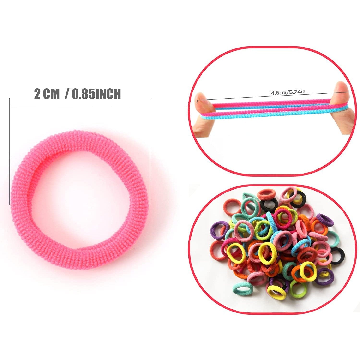 100 Pcs Baby Hair Ties, Cotton Ponytail Holders, No Damage Elastics | Cotton Toddler Hair Ties for Girls and Kids, Multicolor Small Soft No Damage Hair Elastics Ponytail Holders(10Colors)