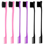 6Pack Double Sided Edge Control Hair Brush，Pink Purple Black | Professional Edge Control Hair Brush Comb Set, Dual-Sided Bristle Design