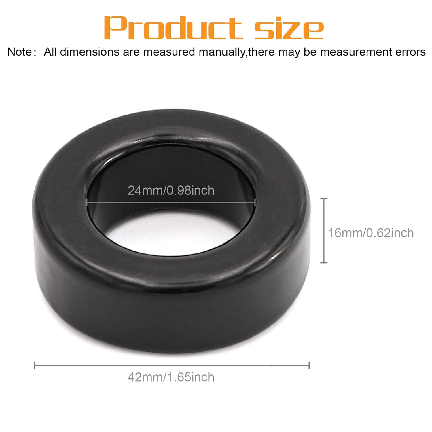 Buy now 5pcs 42X24X16mm Toroid Core,Ferrite Rings Toroid Core Iron (Black) at indiglob india