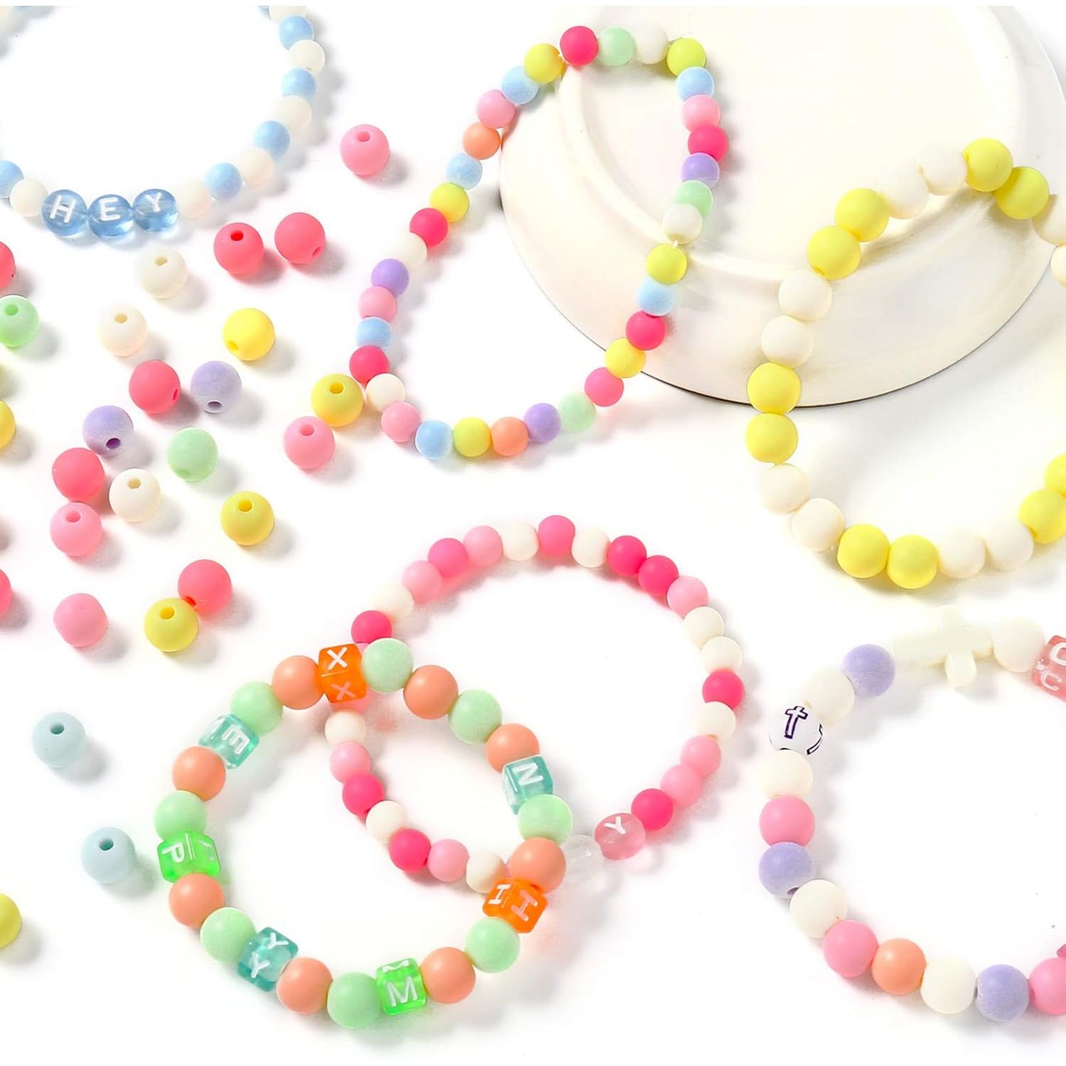 Buy now ToBeIT Color Beads Acrylic Round Beads Pastel Round Bead for DIY Necklace, Bracelet, Earring Jewelry Making (8mm-770pcs) at indiglob india