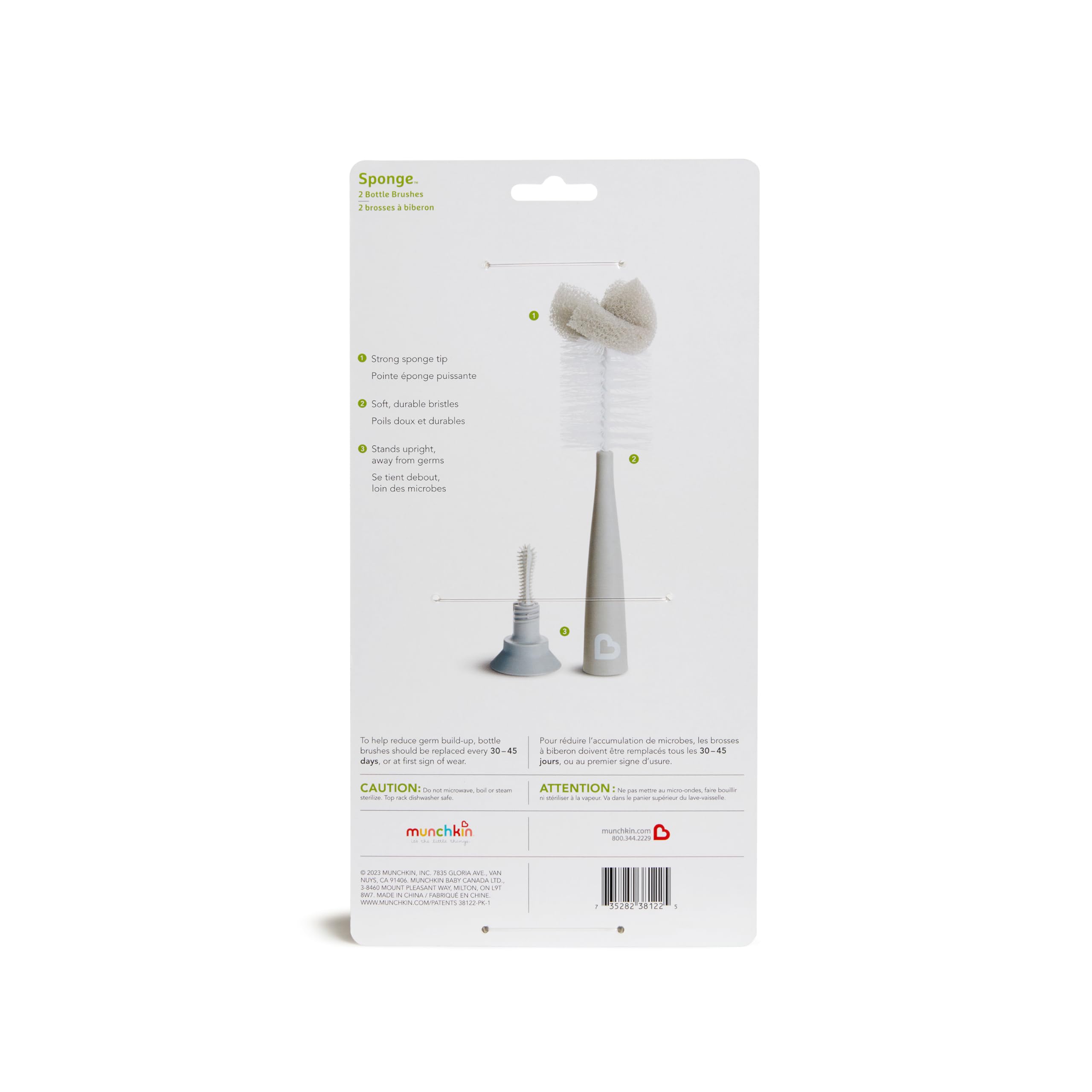 Buy now Munchkin Sponge Bottle Brush, Grey/Sage, 2 Count (Pack of 1) at indiglob india
