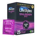Lifestyles Snugger Fit Natural Rubber and Lubricated Latex Condoms Value Pack, 25 Count, 1 Pack, Triple Tested for Best Protection, Made with UltraGlide Silicone Lube