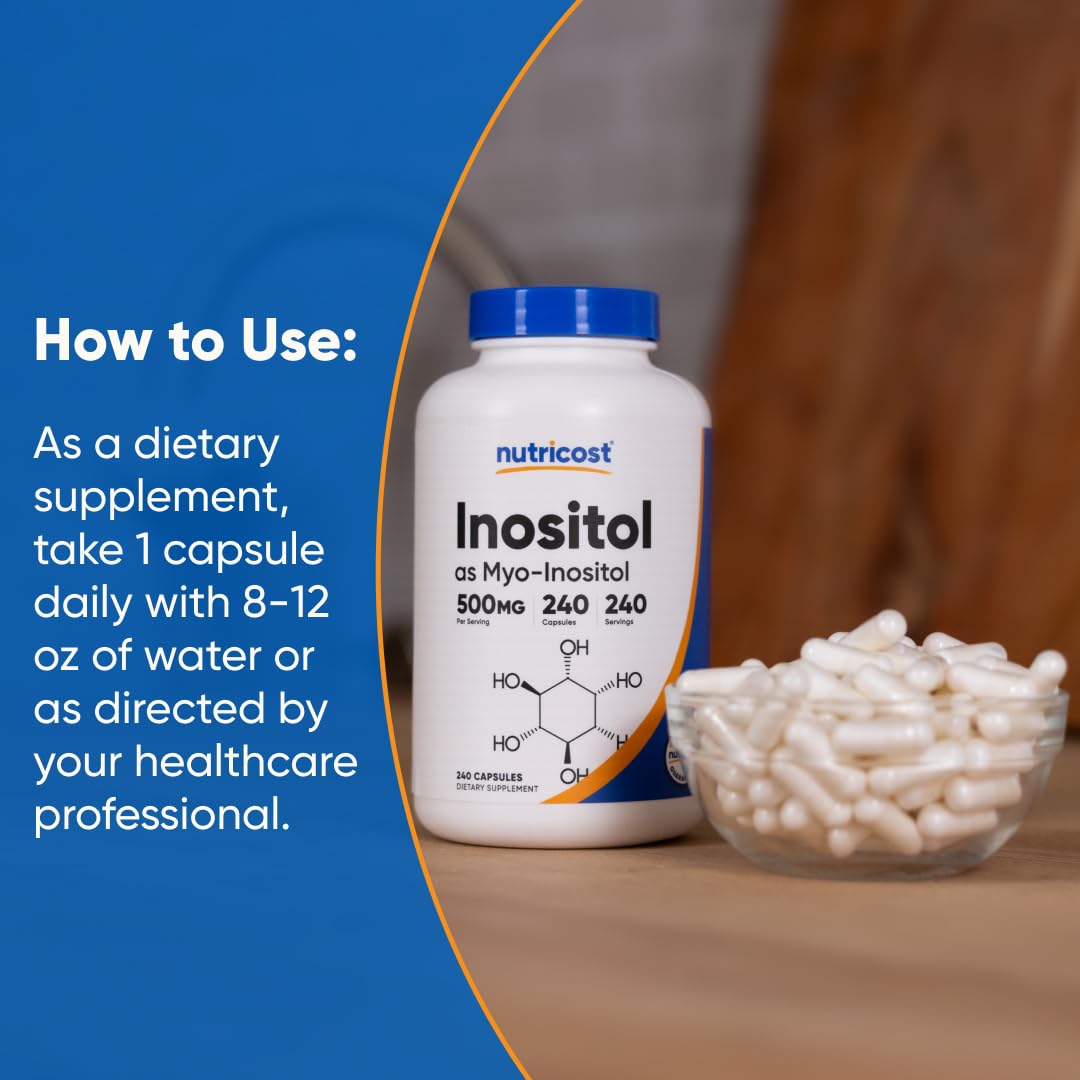 Nutricost Inositol Capsules 500mg, 240 Capsules - Veggie Capsules, Non-GMO, Gluten Free (Myo-Inositol) (Pack of 2)