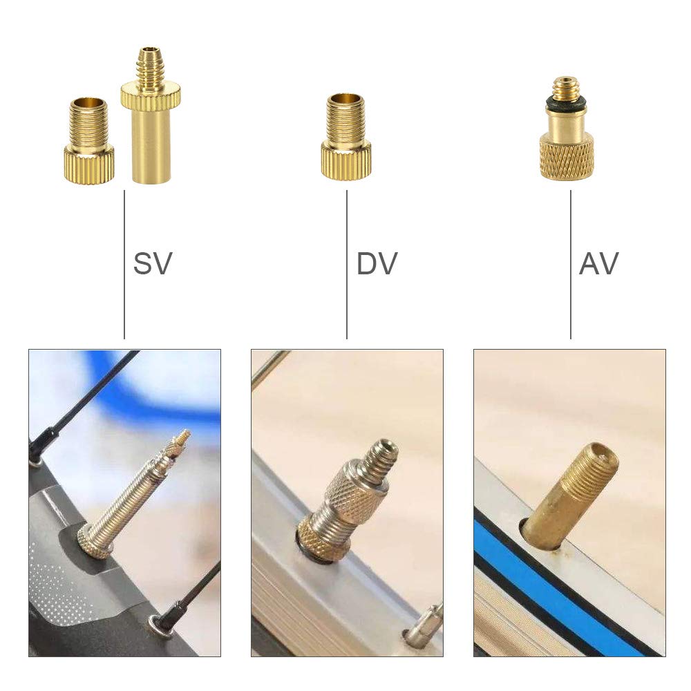 Bicycle Presta Schrader Valve Adaptor, 16PCS YASI Brass Bike Pump Adapters, Ball Pump Needle, Balloon Inflatable Toys Nozzle Inflator Adapter, Air Pump Accessories for Standard Pump or Air Compressor1