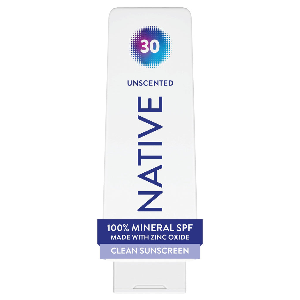 Native Mineral Sunscreen Lotion SPF 30, Vanilla Milk & Shea Scent, with 100% Mineral Zinc Oxide for Face & Body, Hawaii Compliant, Vegan, No White Cast - 7 oz