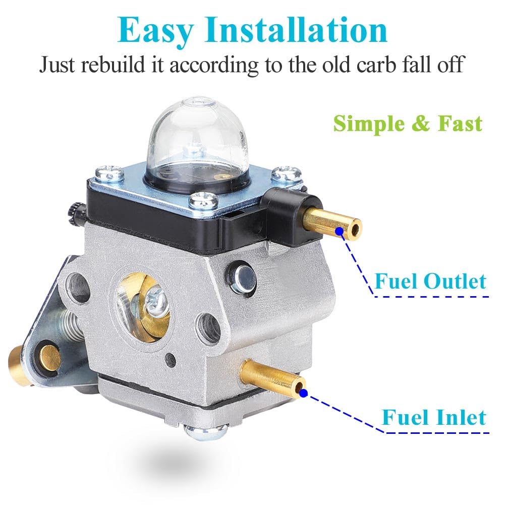 HOODELL C1U-K82 C1U-K54A Carburetor, for Mantis Tiller 7222 7222M 7225 7920, Echo TC-210 HC-1500, Premium Cultivator Carb, Plus Rebuild Kit Primer Bulb Fuel Line and More