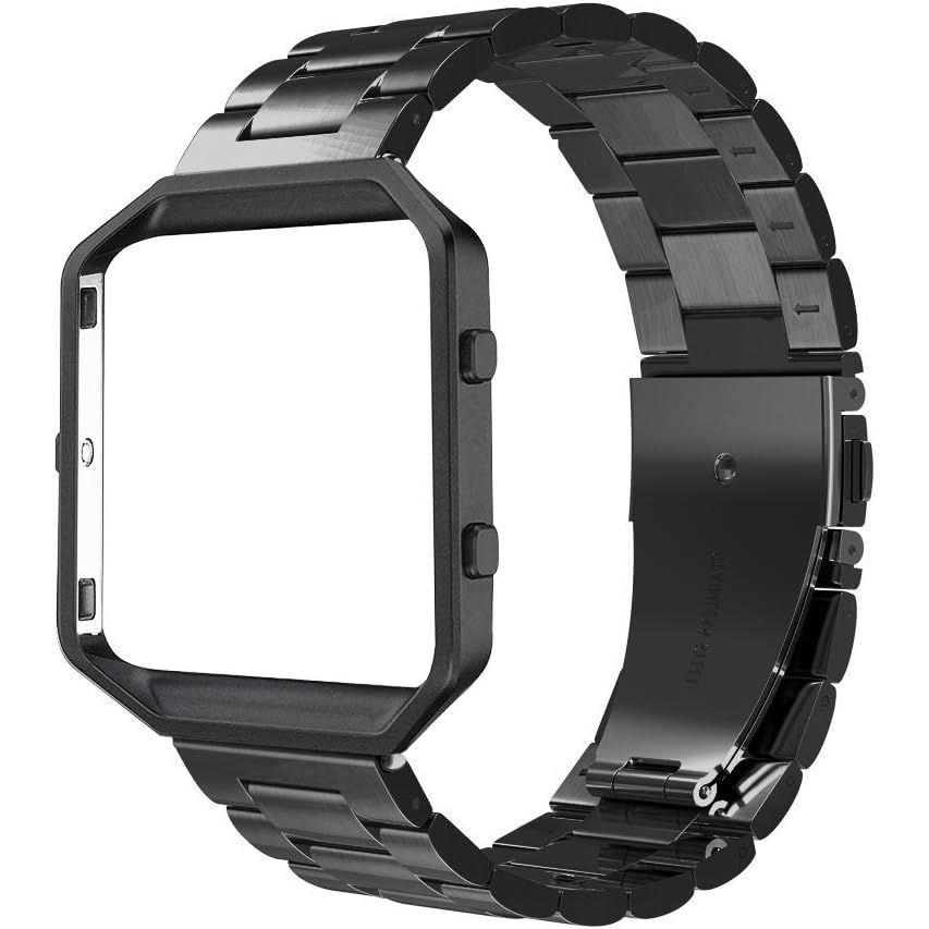 Buy now Simpeak Women Men Stainless Steel Metal Band Strap with Stailess Steel Frame Compatible with Fitbit Blaze, Match Link Removal Tool, Black black band frame at indiglob india