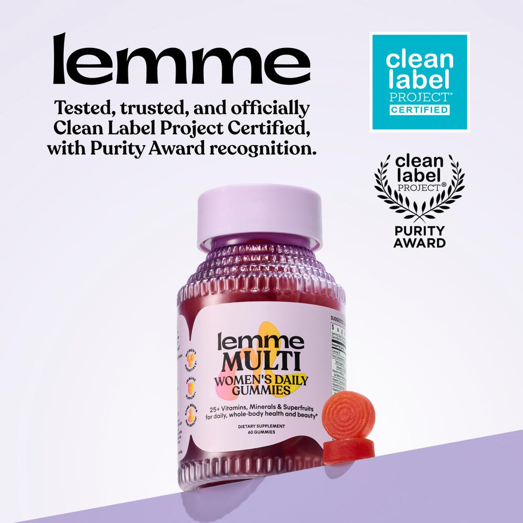 Lemme Multi Gummies, Daily Nutritional Support 30-Day Supply | Daily Nutritional Support with Vitamins A, C, D, E, Biotin, Folic Acid, Zinc & Inositol, Bone, Brain, Skin & Immune Health