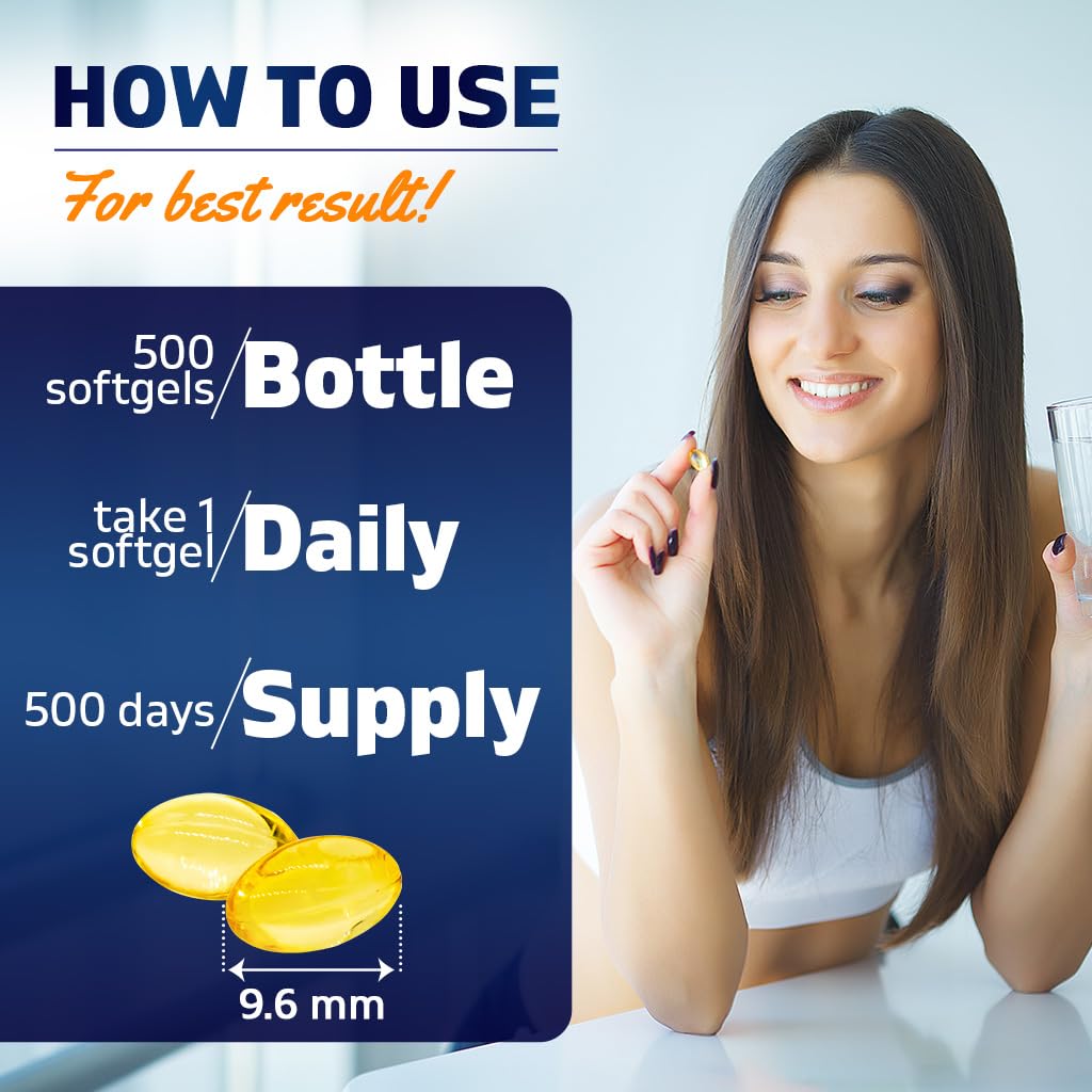 Vitamatic Vitamin D3 5000 IU (125 mcg), 500 Softgels, Made in USA | Olive Oil-Based Formula, Cold Pressed, 500 Day Supply, Support Immune Health*, Non GMO, Gluten Free
