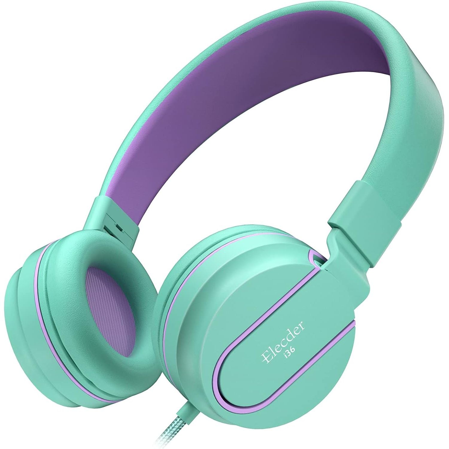 Buy now ELECDER i36 Kids Headphones Children Girls Boys Teens Foldable Adjustable On Ear Headphones 3.5mm Jack Compatible Cellphones Computer Kindle MP3/4 School Tablet Green/Purple Green at indiglob india