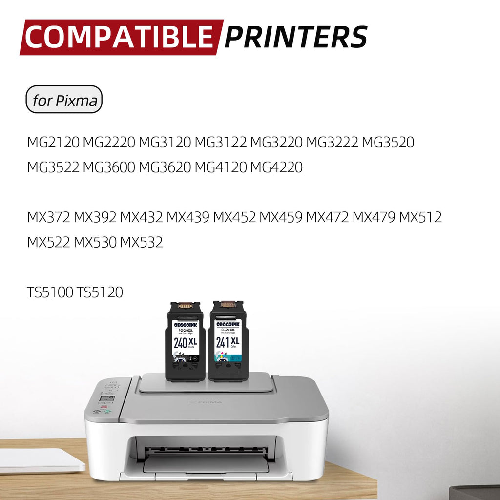 240XL 241XL Ink Cartridges Compatible for Canon 240XL 241XL Combo Pack