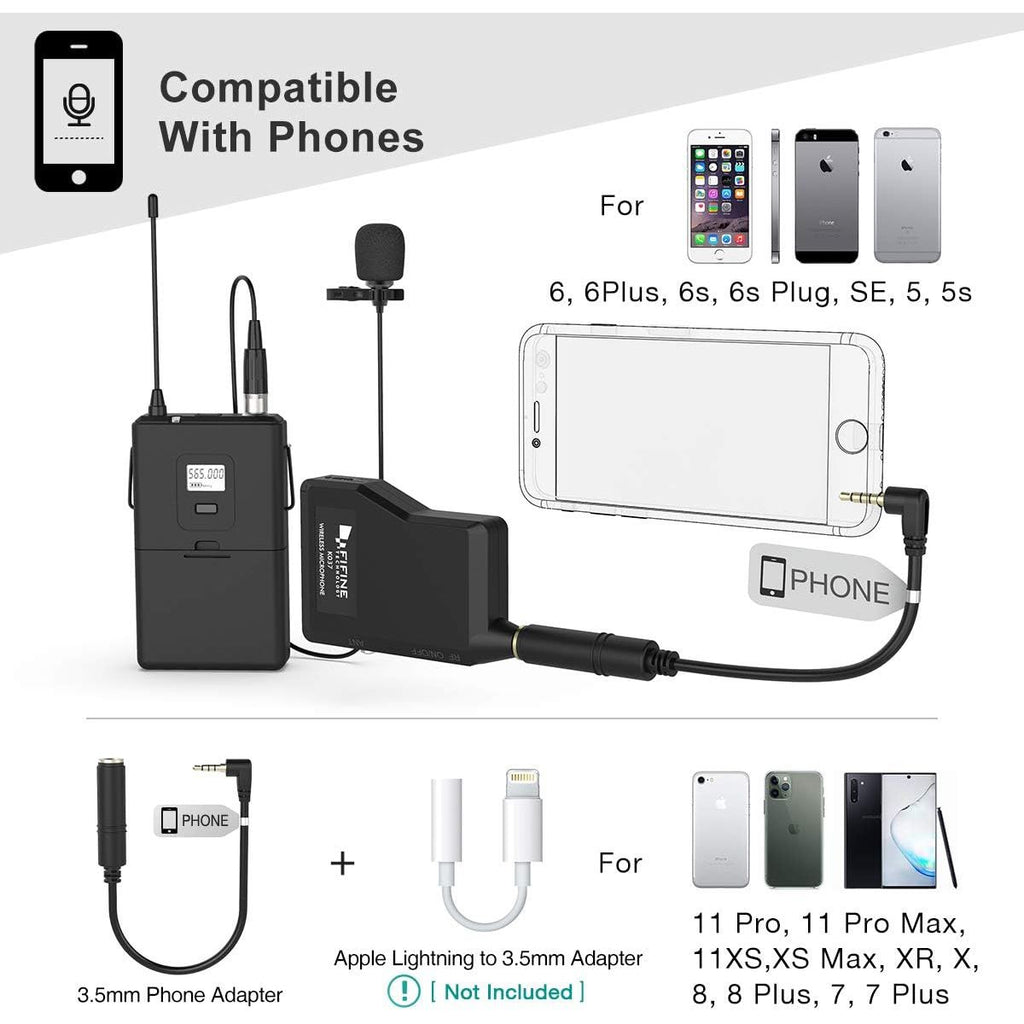 Buy now FIFINE Wireless Microphone System, Wireless Microphone set with Headset and Lavalier Lapel Mics, Beltpack Transmitter and Receiver,Ideal for Teaching, Preaching and Public Speaking Applications-K037B at indiglob india