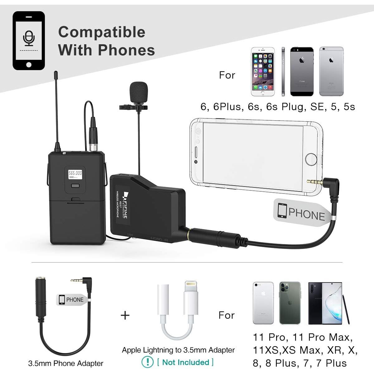 Buy now FIFINE Wireless Microphone System, Wireless Microphone set with Headset and Lavalier Lapel Mics, Beltpack Transmitter and Receiver,Ideal for Teaching, Preaching and Public Speaking Applications-K037B at indiglob india
