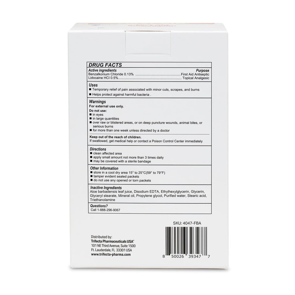 Globe First Aid Burn Cream, Aloe Formula, 0.9 g, Box of 144