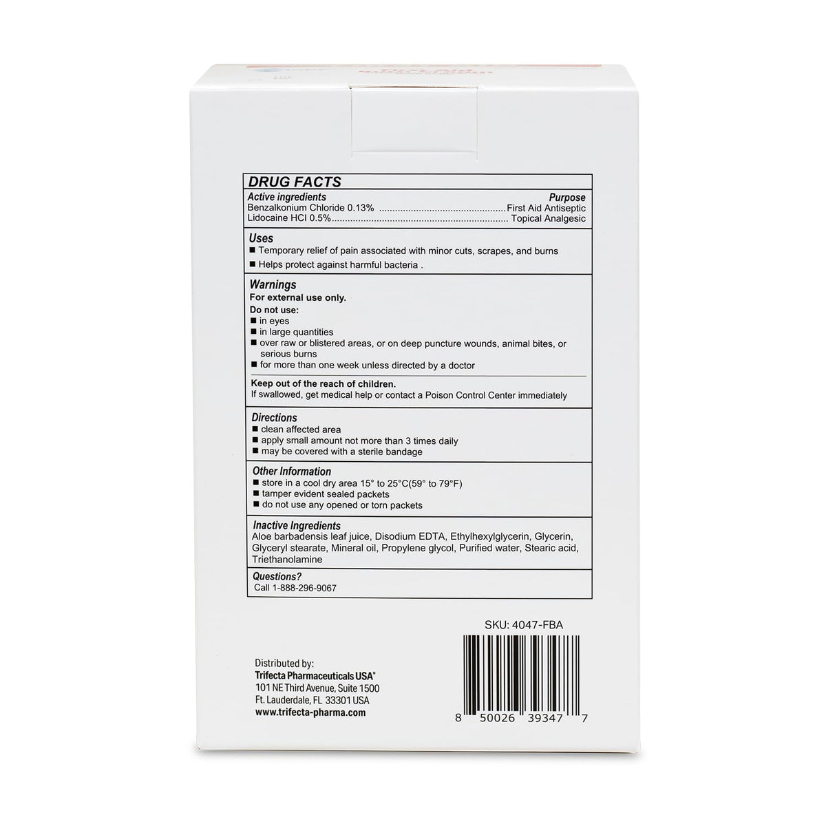 Globe First Aid Burn Cream, Aloe Formula, 0.9 g, Box of 144