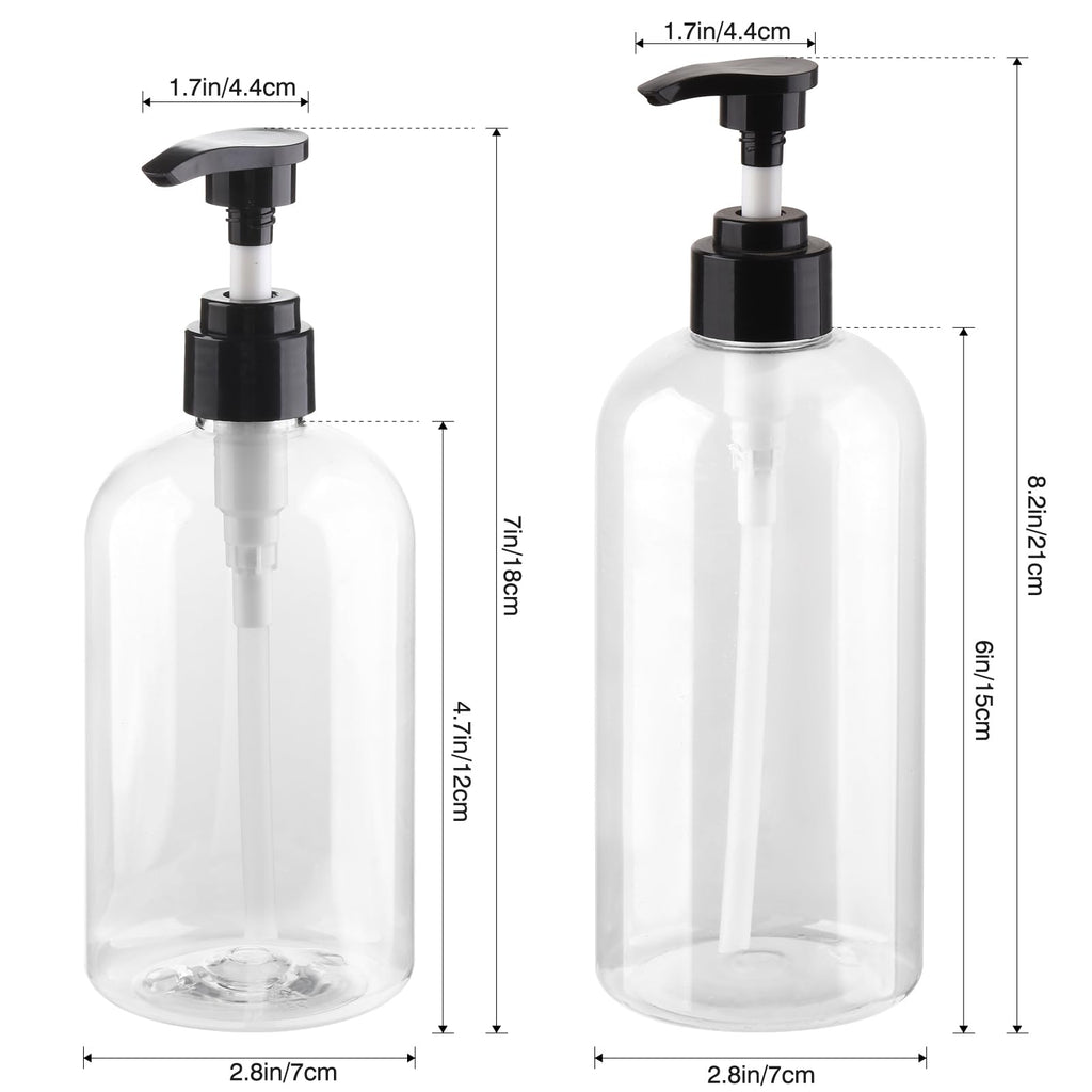 Plastic Pump Bottles Dispenser 2Pack 10oz Shampoo Bottle BPA Free | Empty Pump Bottle Refillable Clear Shampoo Conditioner for Lotion, Liquid Soap, Massage Oil