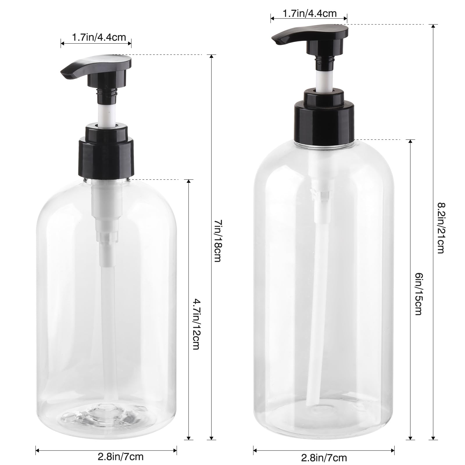 Plastic Pump Bottles Dispenser 2Pack 10oz Shampoo Bottle BPA Free | Empty Pump Bottle Refillable Clear Shampoo Conditioner for Lotion, Liquid Soap, Massage Oil