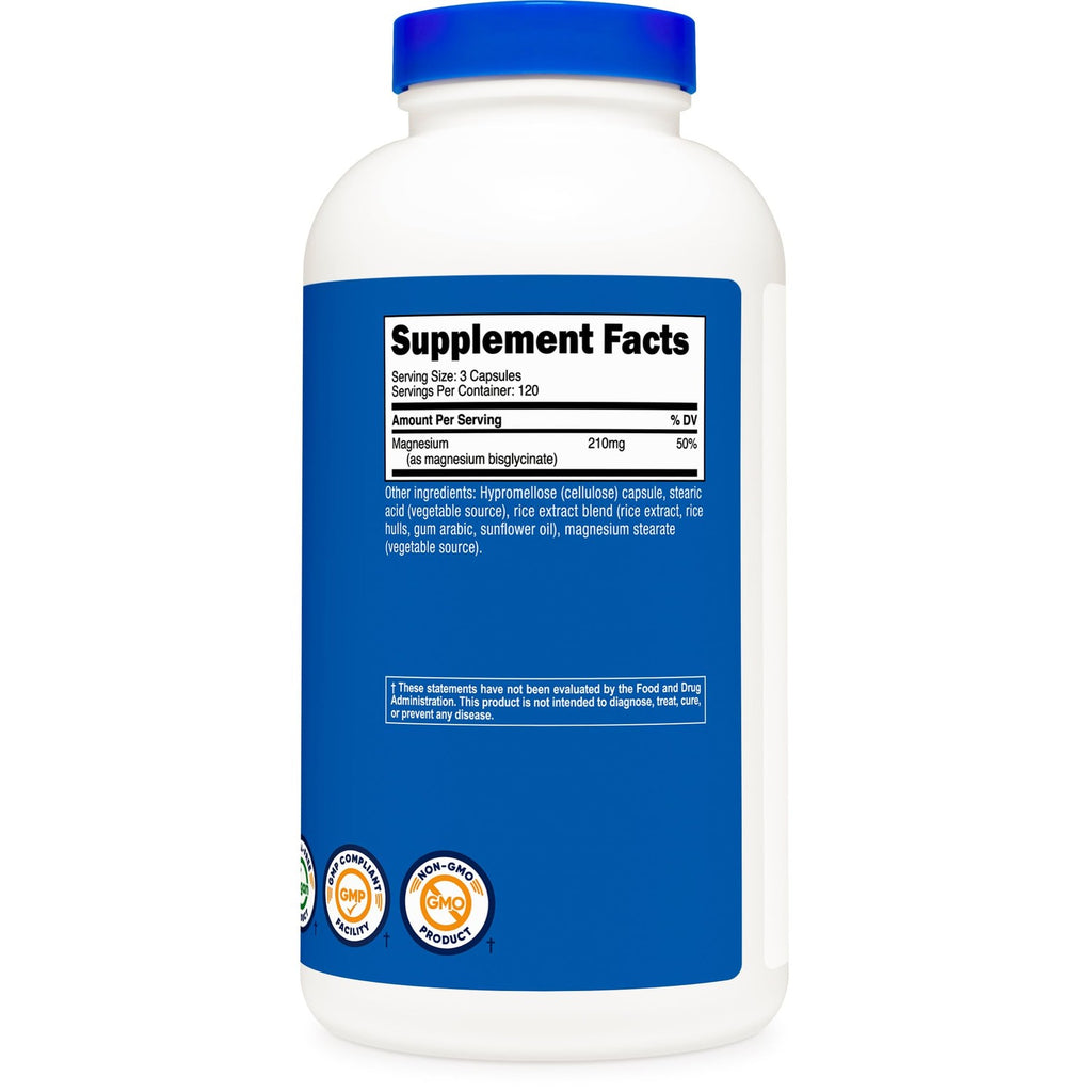 Nutricost Magnesium Glycinate Capsules (210mg) 360 Capsules | Magnesium Glycinate Supplement for Gentle Absorption