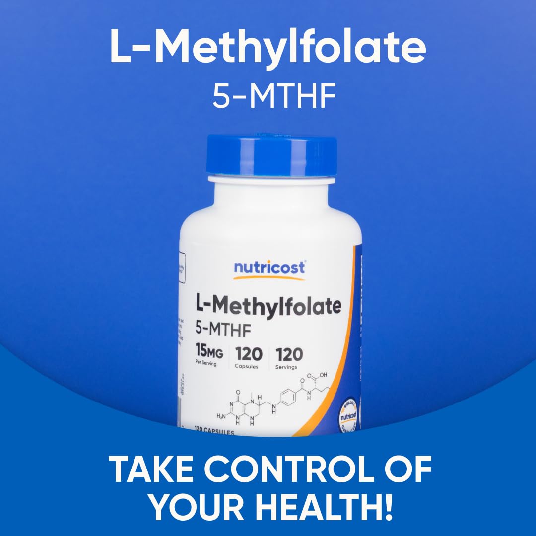 Nutricost L-Methylfolate 15mg, 120 Capsules (5-MTHF) Gluten-Free, Vegan | GMO-Free