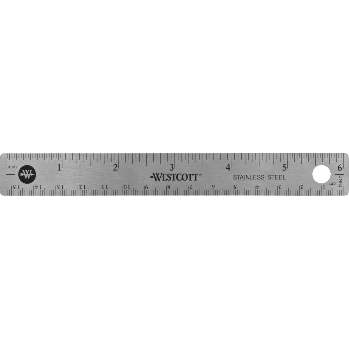 Westcott 10414 Stainless Steel Metal Ruler with Non-Slip Cork Base, 6 in