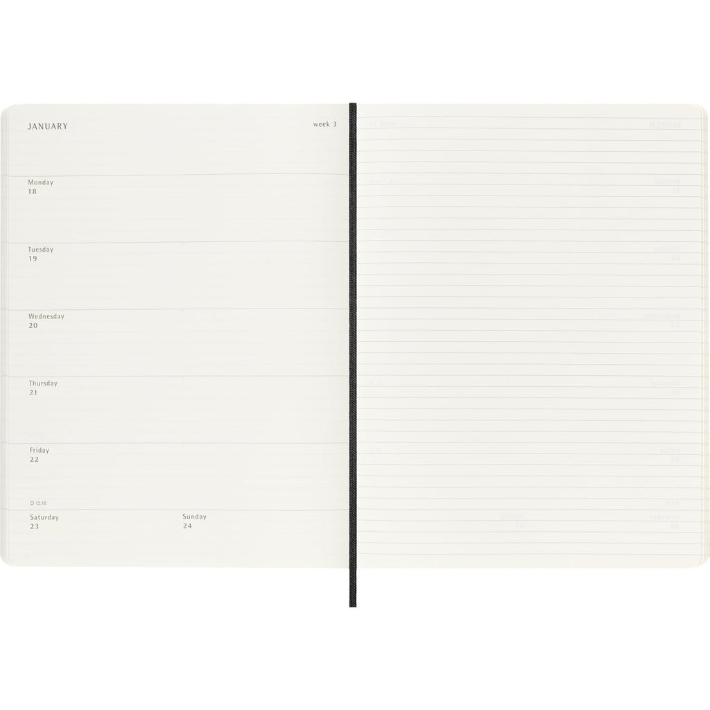 Moleskine 2026-27 18-Month Weekly Planner, XL, Black, Softcover