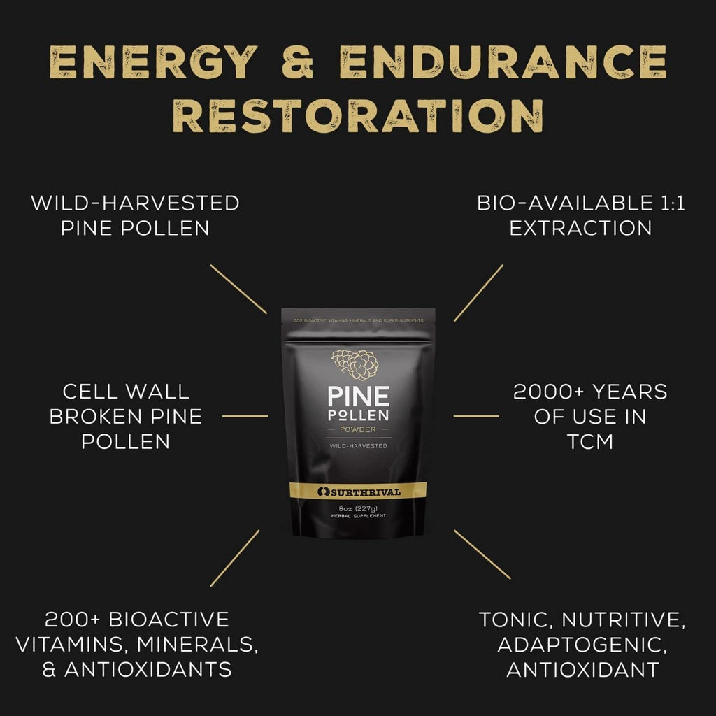 Buy now Surthrival: Pine Pollen Powder (48g), Wild Harvested, Energy & Endurance Restoration at indiglob india
