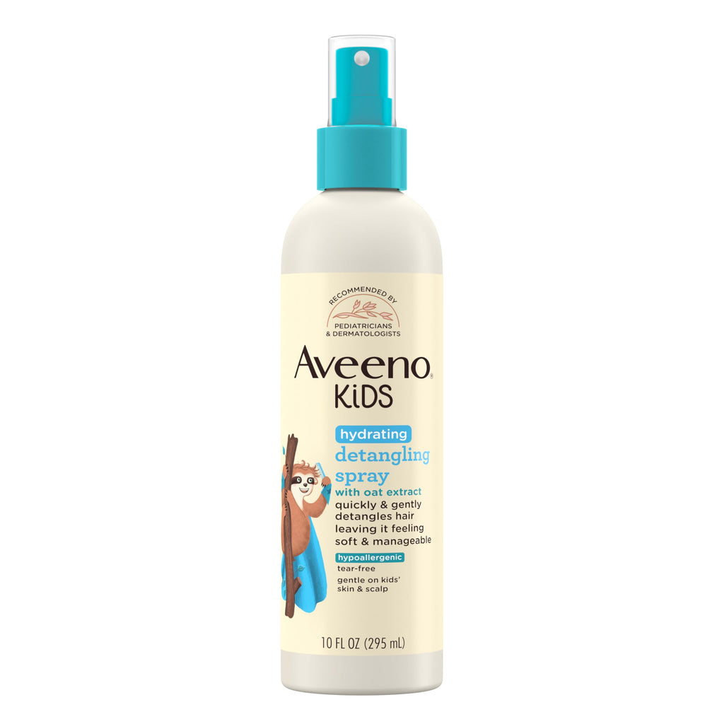 Aveeno Kids Hydrating Hair Detangler Spray, 10 fl. oz | Quickly Detangles Hair, Oat Extract, Tear-Free, Gentle on Sensitive Skin & Scalp
