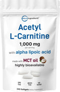 Acetyl L-Carnitine 1000mg per Serving with Alpha Lipoic Acid, 240 Softgels