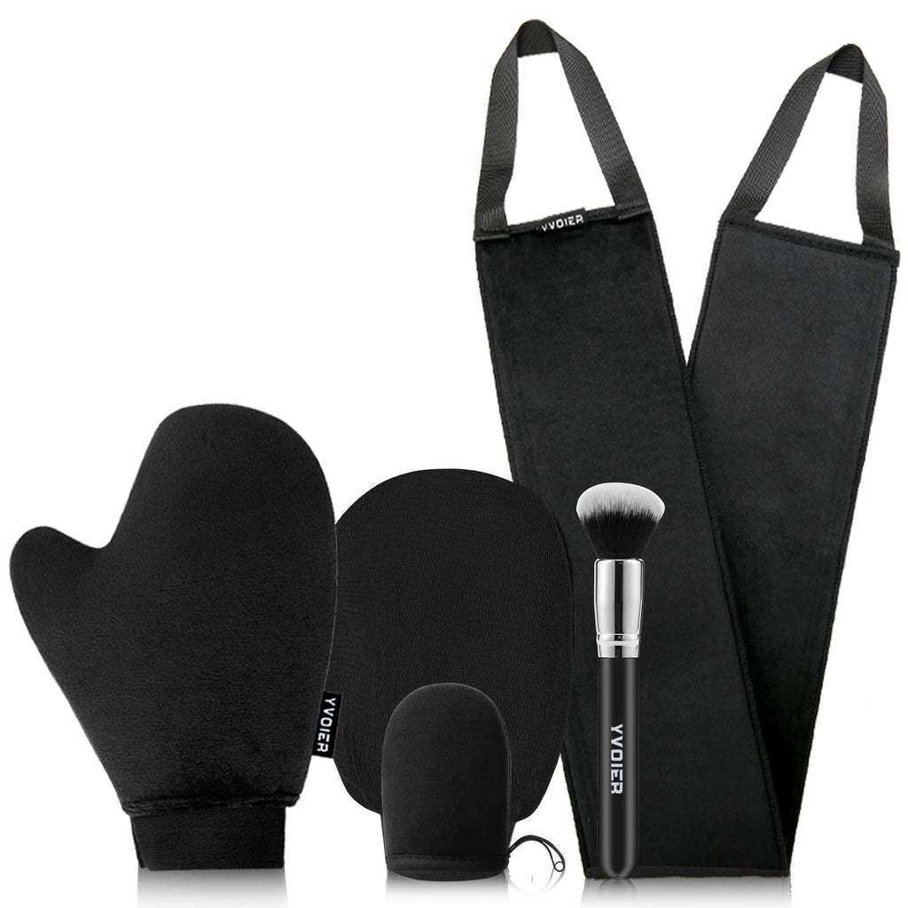 Streakless Self Tanning Mitt Applicator Kit, 5 Pack Self Tanner Mitt with Tanning Glove, Self Tanner Back Applicator, Tanning Brush, Mini Face Glove and Exfoliating Mitt