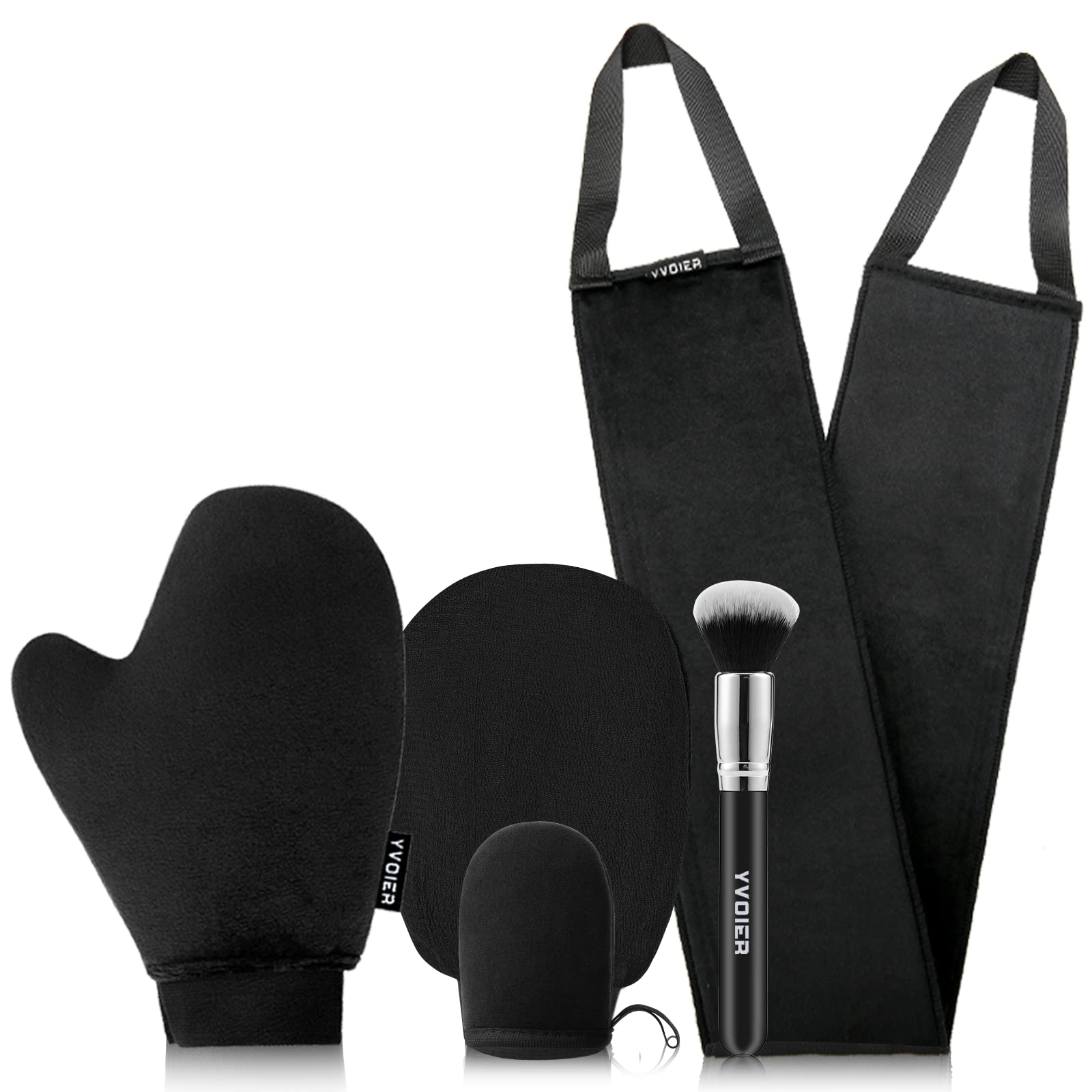 Streakless Self Tanning Mitt Applicator Kit, 5 Pack Self Tanner Mitt with Tanning Glove, Self Tanner Back Applicator, Tanning Brush, Mini Face Glove and Exfoliating Mitt