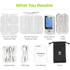 Buy now AUVON Dual Channel TENS Unit Muscle Stimulator Machine with 20 Modes, 2" and 2"x4" TENS Unit Electrode Pads at indiglob india