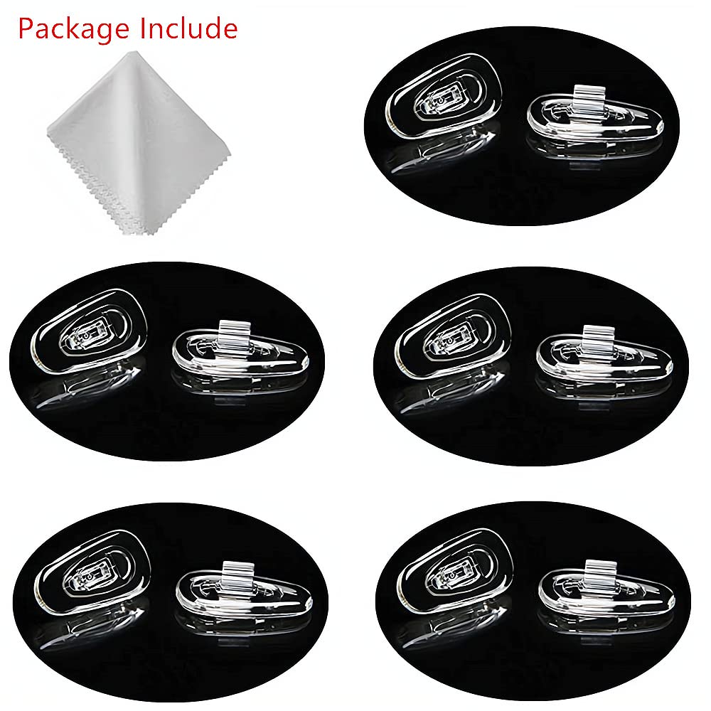 Push-in Glasses Nose Pads,5 Pairs BEHLINE Soft Silicone Eyeglasses Replacement Nose Piece,Anti-Slip Snap-in Nose Bridge Pads Clear Slide on Nose Guards for Eye Glasses Sunglasses(15mm,Teardrop-Shape)