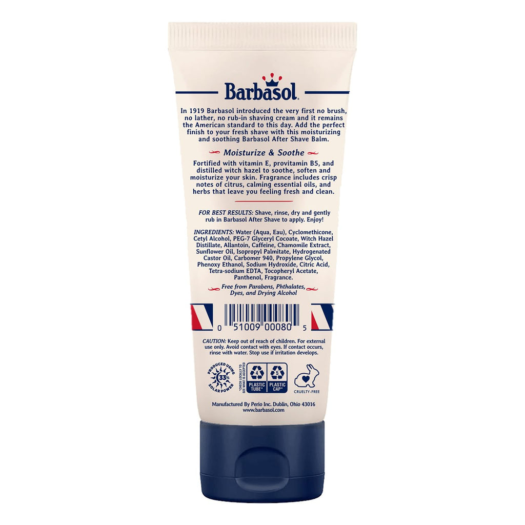 Barbasol 1919 After Shave Balm | Post Shave Balm for Men of All Skin Types | Travel Size Aftershave Cream Soothes, Moisturizes Skin w/Vitamin E, Provitamin B5, Distilled Witch Hazel, 3 OZ (Pack of 1)