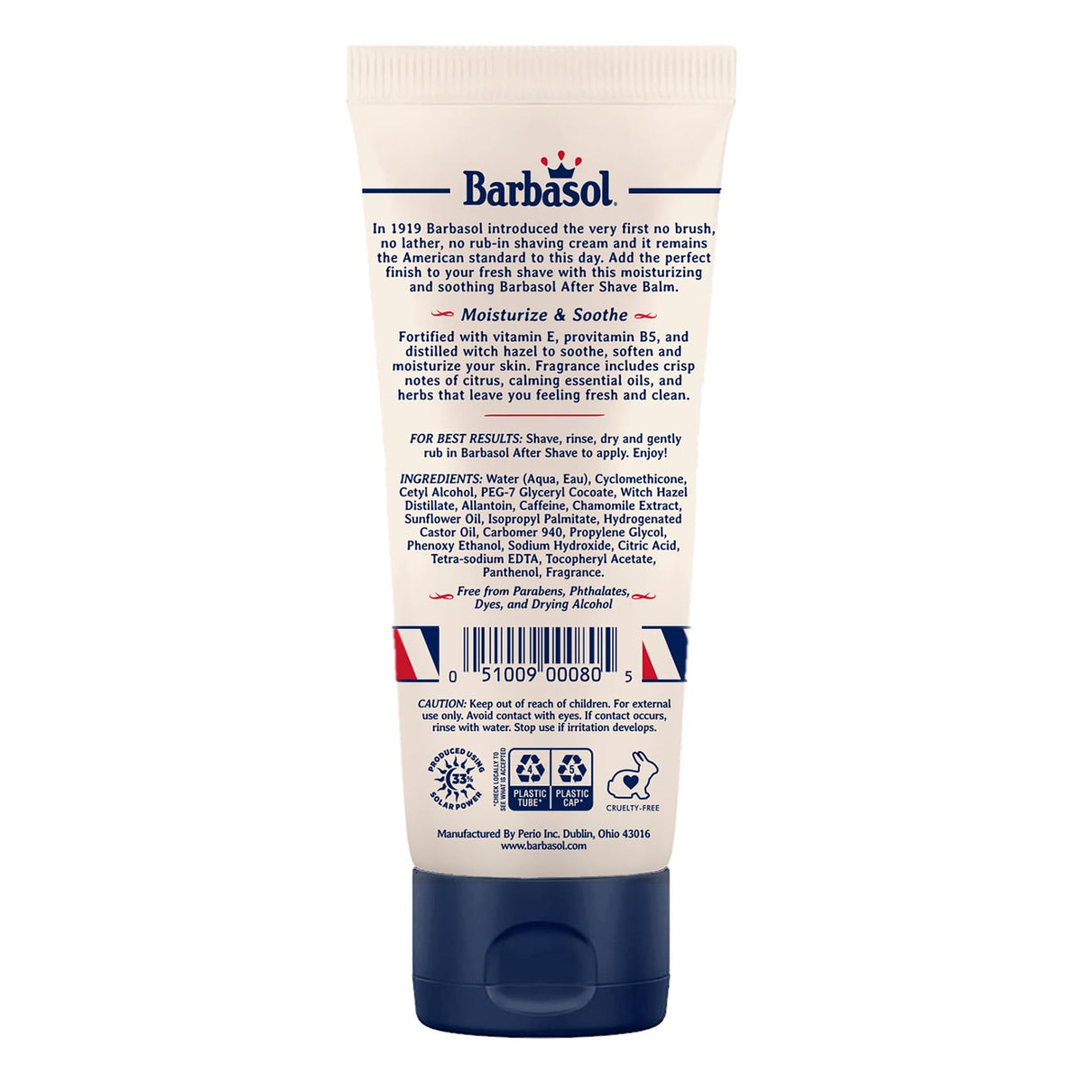 Barbasol 1919 After Shave Balm | Post Shave Balm for Men of All Skin Types | Travel Size Aftershave Cream Soothes, Moisturizes Skin w/Vitamin E, Provitamin B5, Distilled Witch Hazel, 3 OZ (Pack of 1)