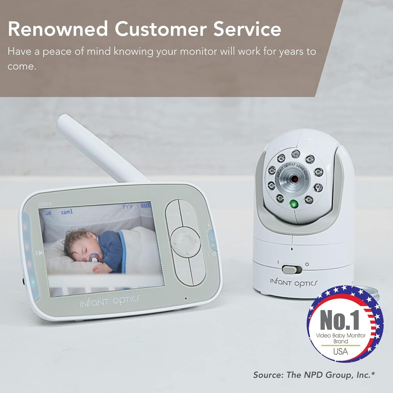 Buy now Infant Optics DXR-8 480p Video Baby Monitor, Non-WiFi Hack-Proof FHSS Connection, Interchangeable Lenses, Pan Tilt Zoom, LED Sound Bar, Night Vision, and Two-way Talk, low battery at indiglob india