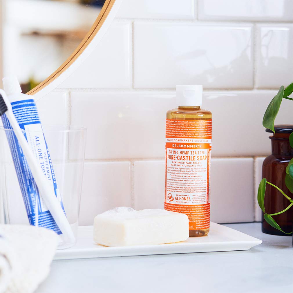 Buy now Dr. Bronner's - Pure-Castile Liquid Soap (Tea Tree, 4 Ounce) - Made with Organic Oils, 18-in-1 Uses: Acne-Prone Skin, Dandruff, Laundry, Pets and Dishes, Concentrated, Vegan, Non-GMO at indiglob india