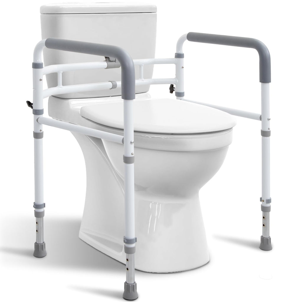 WeHwupe Toilet Safety Rail for Seniors, Height & Width Adjustable Frame