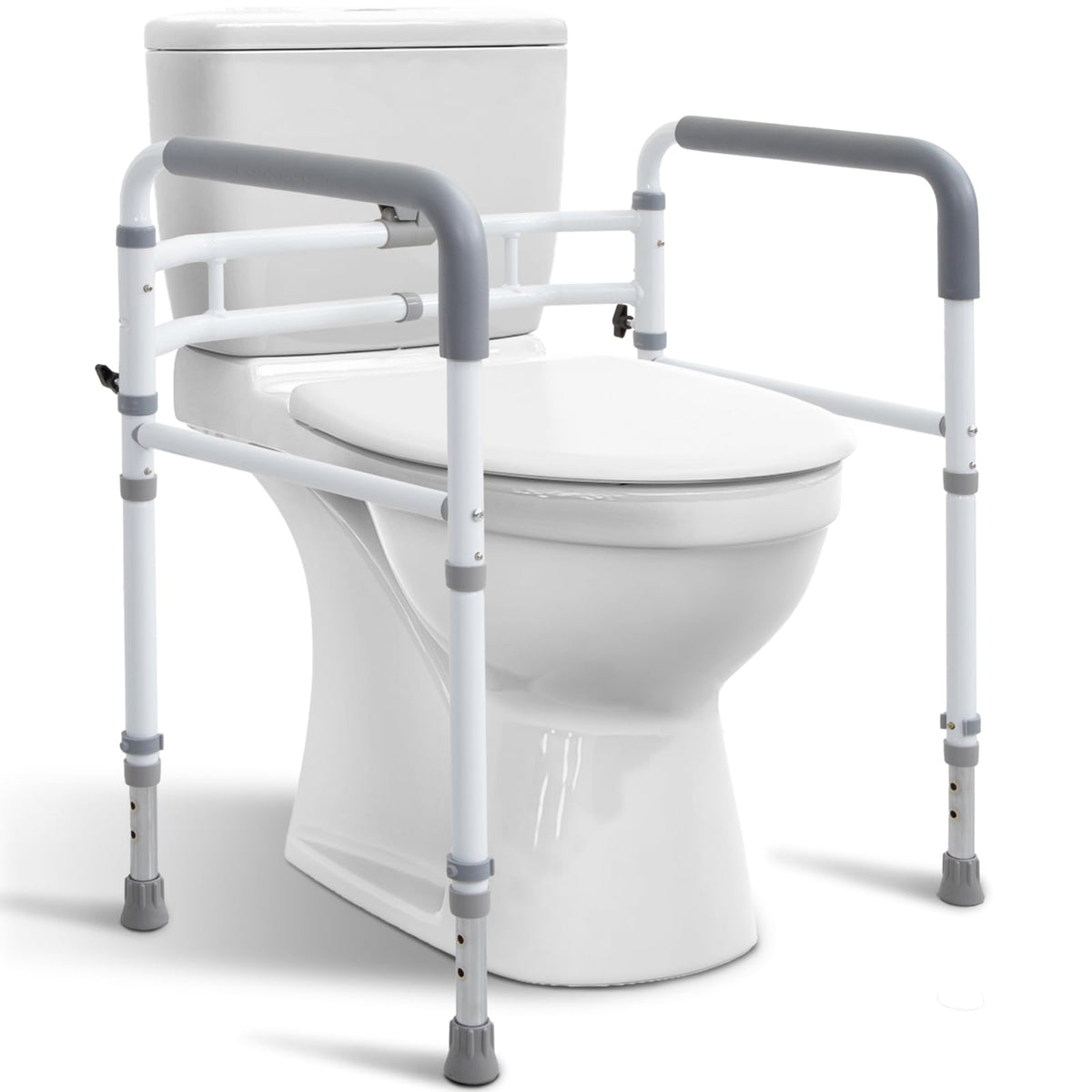 WeHwupe Toilet Safety Rail for Seniors, Height & Width Adjustable Frame
