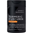 Sports Research® Turmeric Curcumin w/Coconut Oil & BioPerine® - 120 Count | Made with Curcumin C3 Complex® 500mg | Standardized to 95% Active Curcuminoids | Non-GMO, Gluten-Free - 120 Softgels