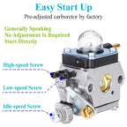 HOODELL C1U-K82 C1U-K54A Carburetor, for Mantis Tiller 7222 7222M 7225 7920, Echo TC-210 HC-1500, Premium Cultivator Carb, Plus Rebuild Kit Primer Bulb Fuel Line and More